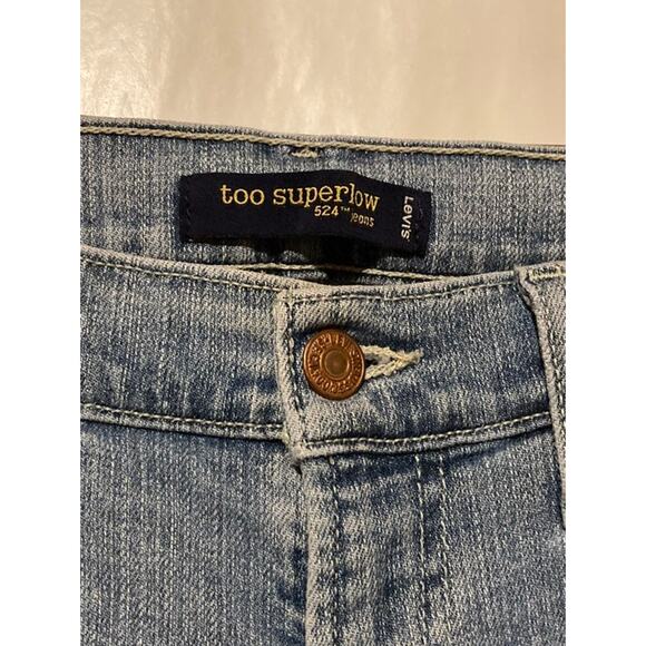 Levis Too Superlow 524 Jeans Distressed Light Wash 7 Medium - Picture 3 of 6